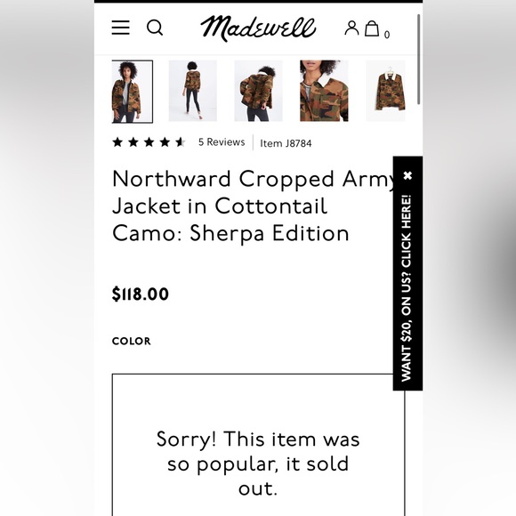 MADEWELL Northward Cropped Army Jacket in Cottontail Camo: Sherpa Edition - Picture 14 of 14